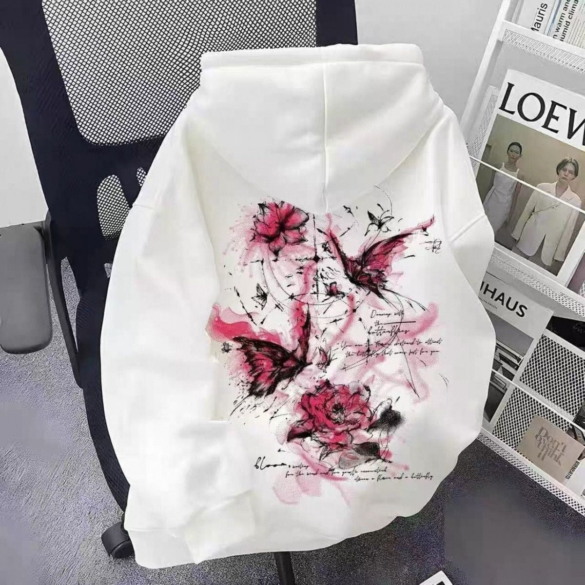 Kids Butterfly Print Hooded Sweatshirt