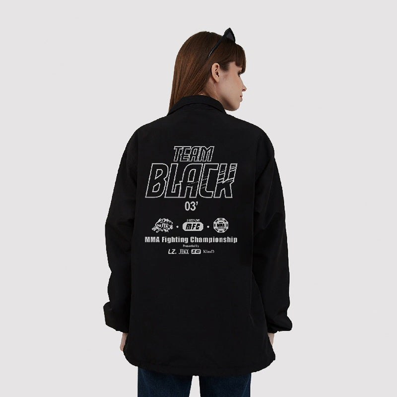 Jacket side and back on model