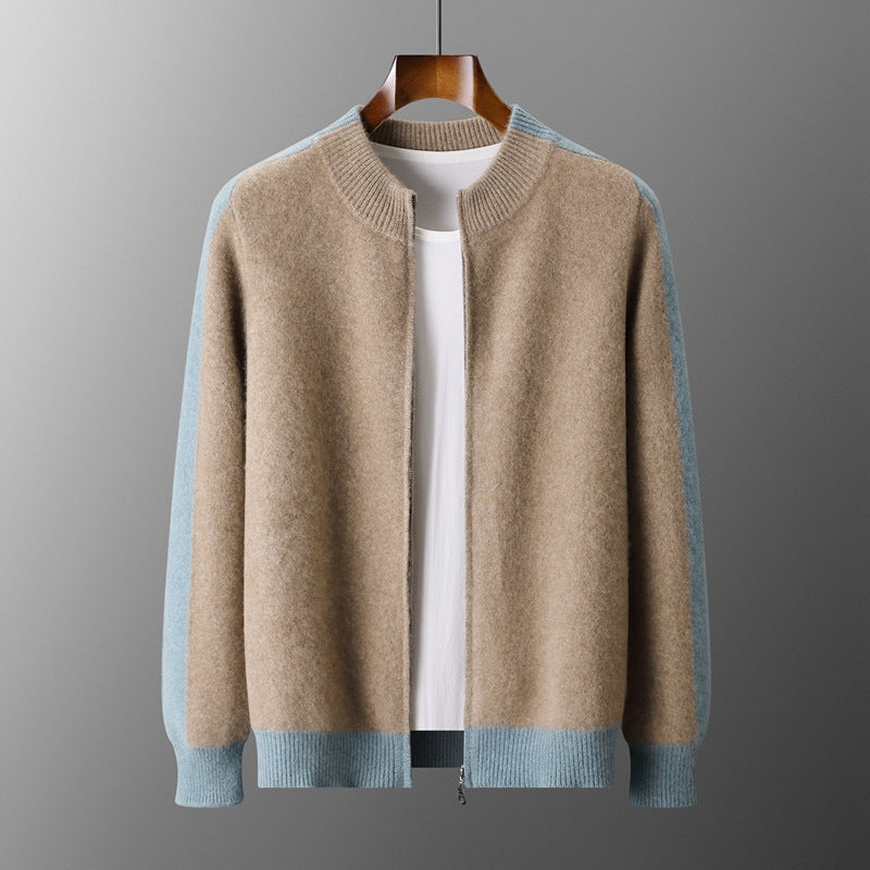 Men's Thickened Pure-Wool Zip Cardigan