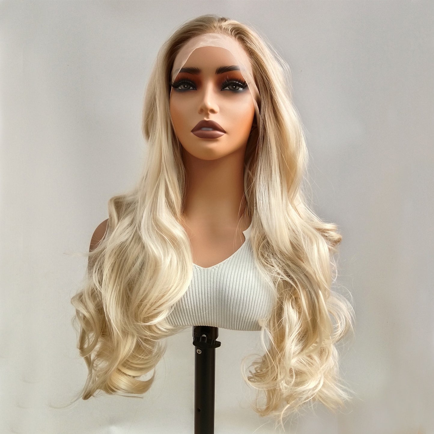 Front Lace Synthetic Wig Brown Platinum Gradient