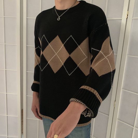 Women's Contrast Jacquard Knit Pullover