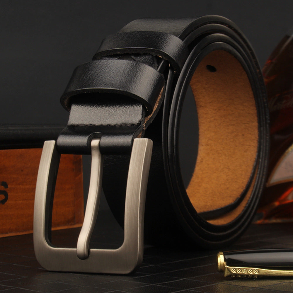 Men's Genuine Leather Belt with Alloy Buckle