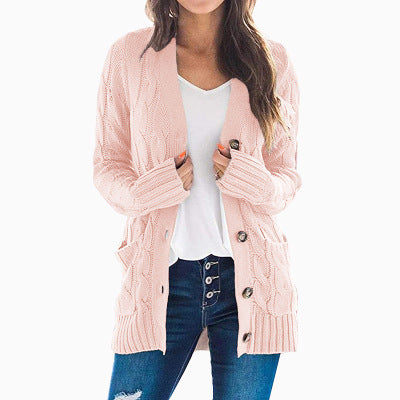 Women's Cable-Knit Button Cardigan