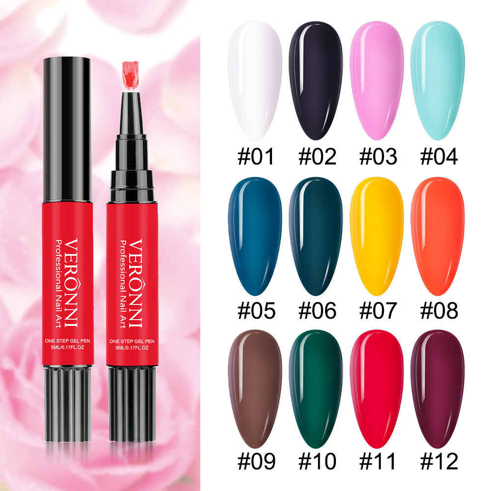 12-Color One-Step Nail Gel Pen