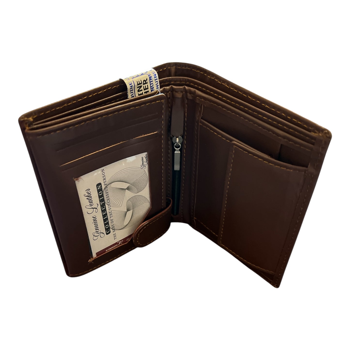 Premium Genuine Leather Men's Bifold Wallet - Dark Brown