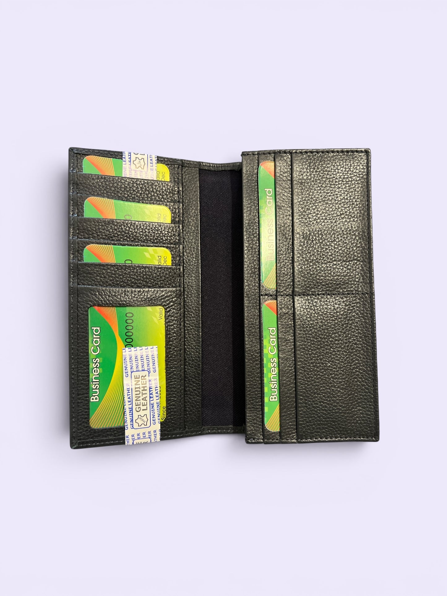 Genuine Pebble-Grain Leather Slim Long Wallet