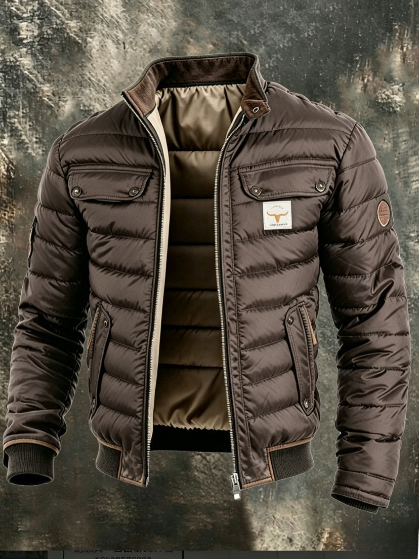 Men's Retro Quilted Zip-Up Jacket
