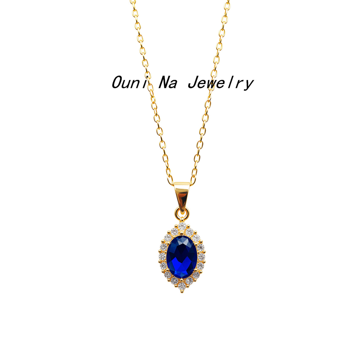 Vintage Blue Crystal Silver Necklace