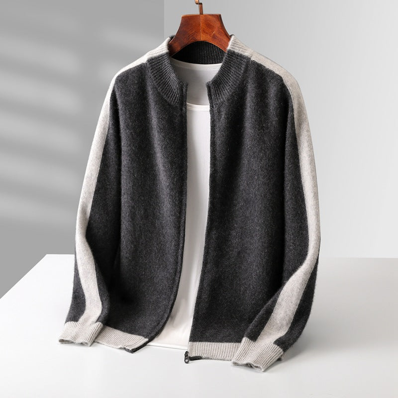 Men's Thickened Pure-Wool Zip Cardigan