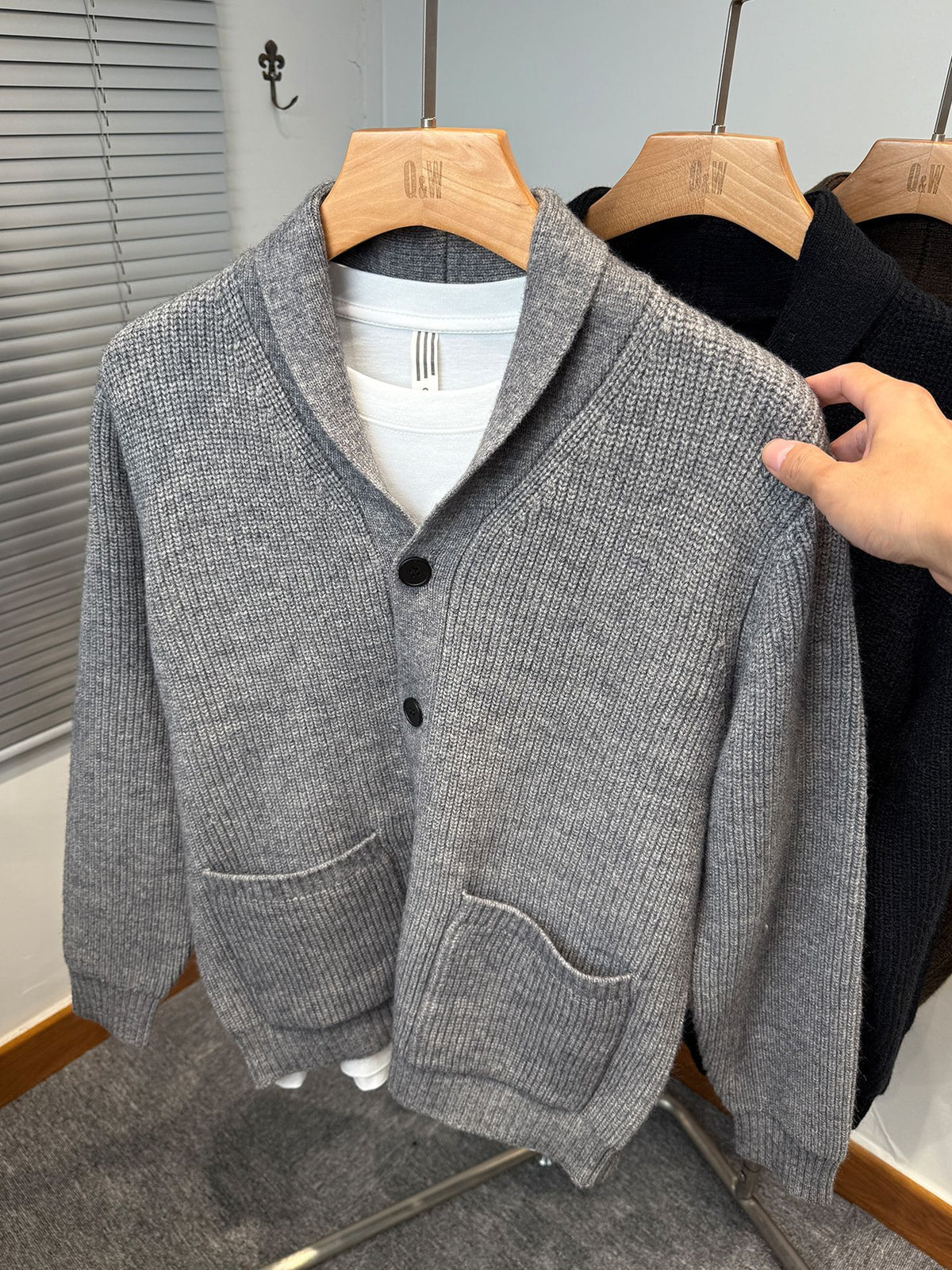 Men's Thick Baseball-Collar Cardigan Jacket