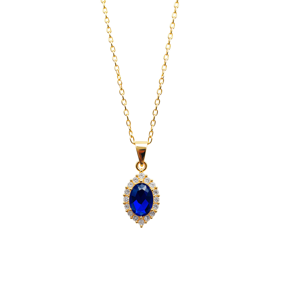 Vintage Blue Crystal Silver Necklace