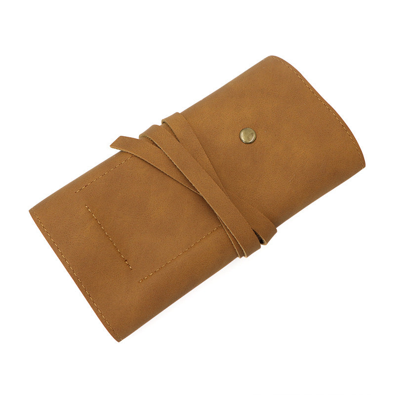 Leather Cable Organizer Roll Bag