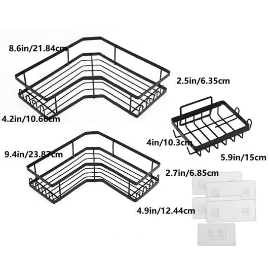 Adhesive Shower Rack with Soap Holder