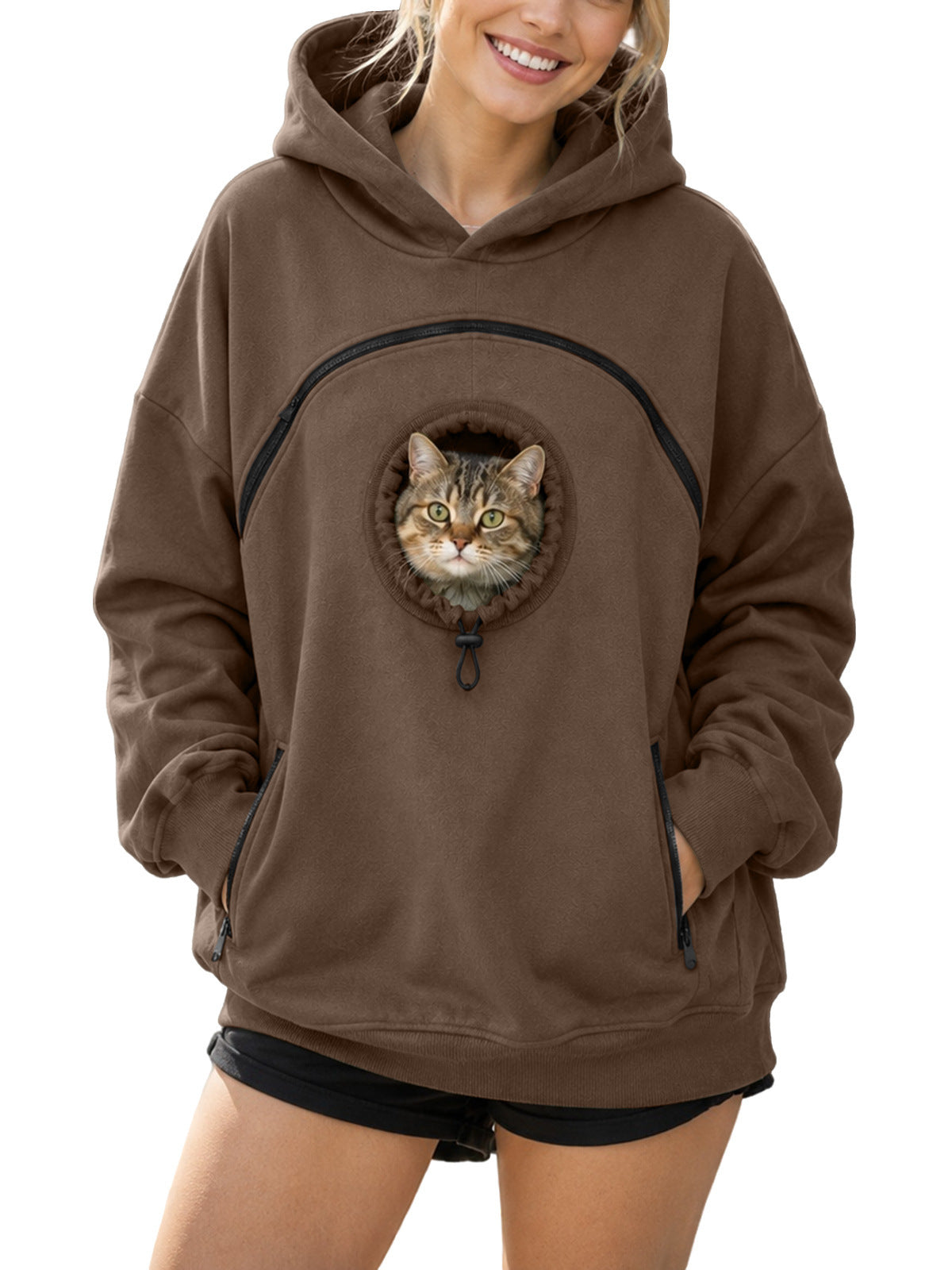 Women's Fleece Hoodie with Pet Pocket