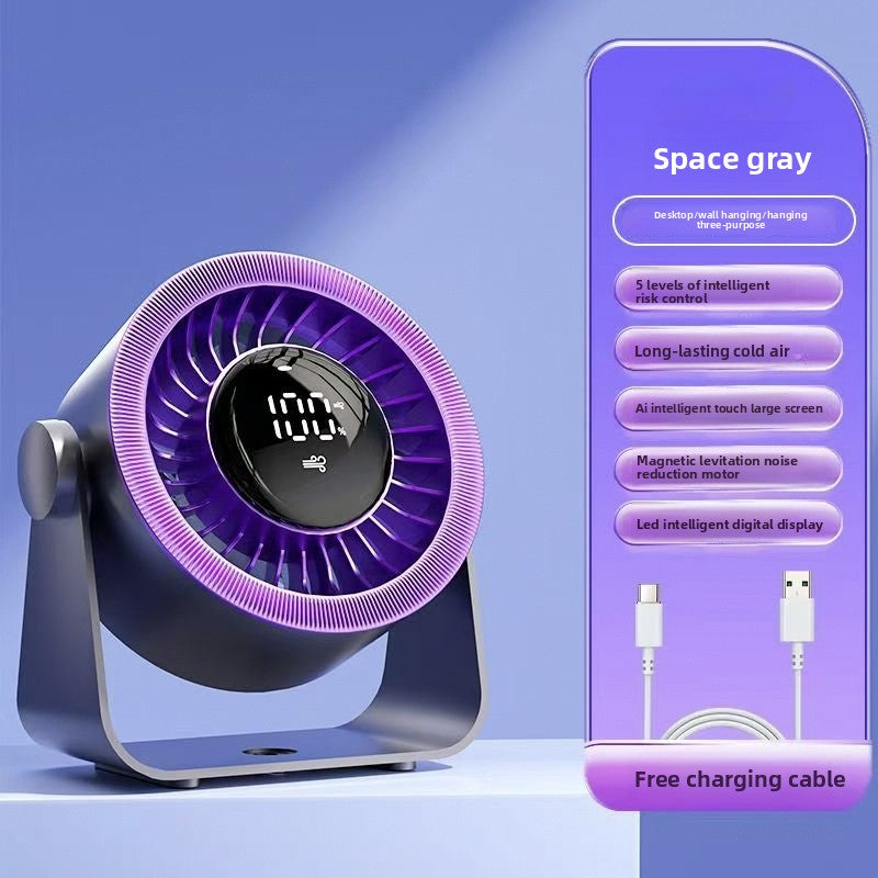USB Desktop Fan with Digital Display and Silent Operation