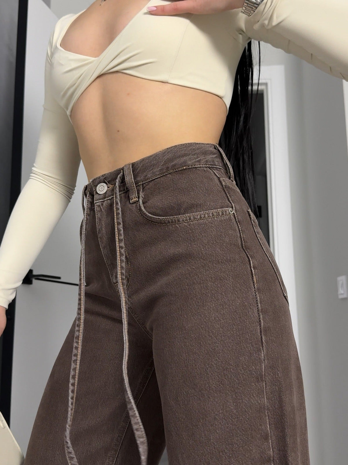 Women’s wide-leg denim pants – additional view 3