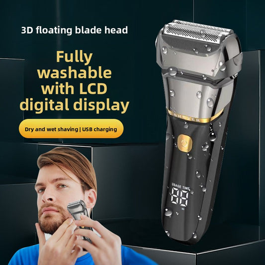 Mens Digital Display Electric Shaver with Trimmer