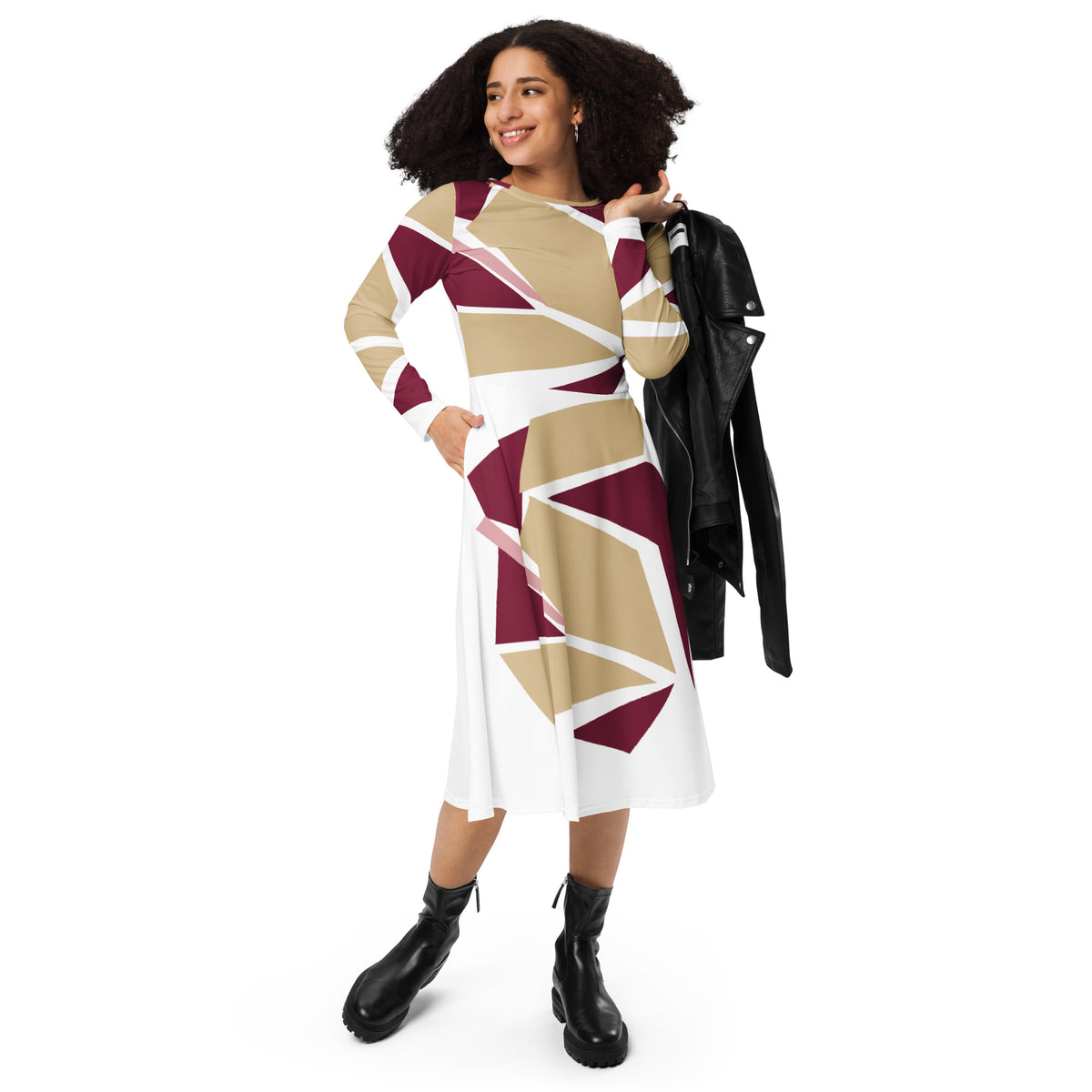 Long Sleeve Midi Dress – Design 25 – angle 1