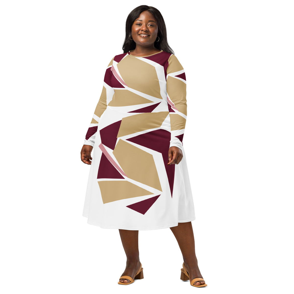 Long Sleeve Midi Dress – Design 25 – angle 2