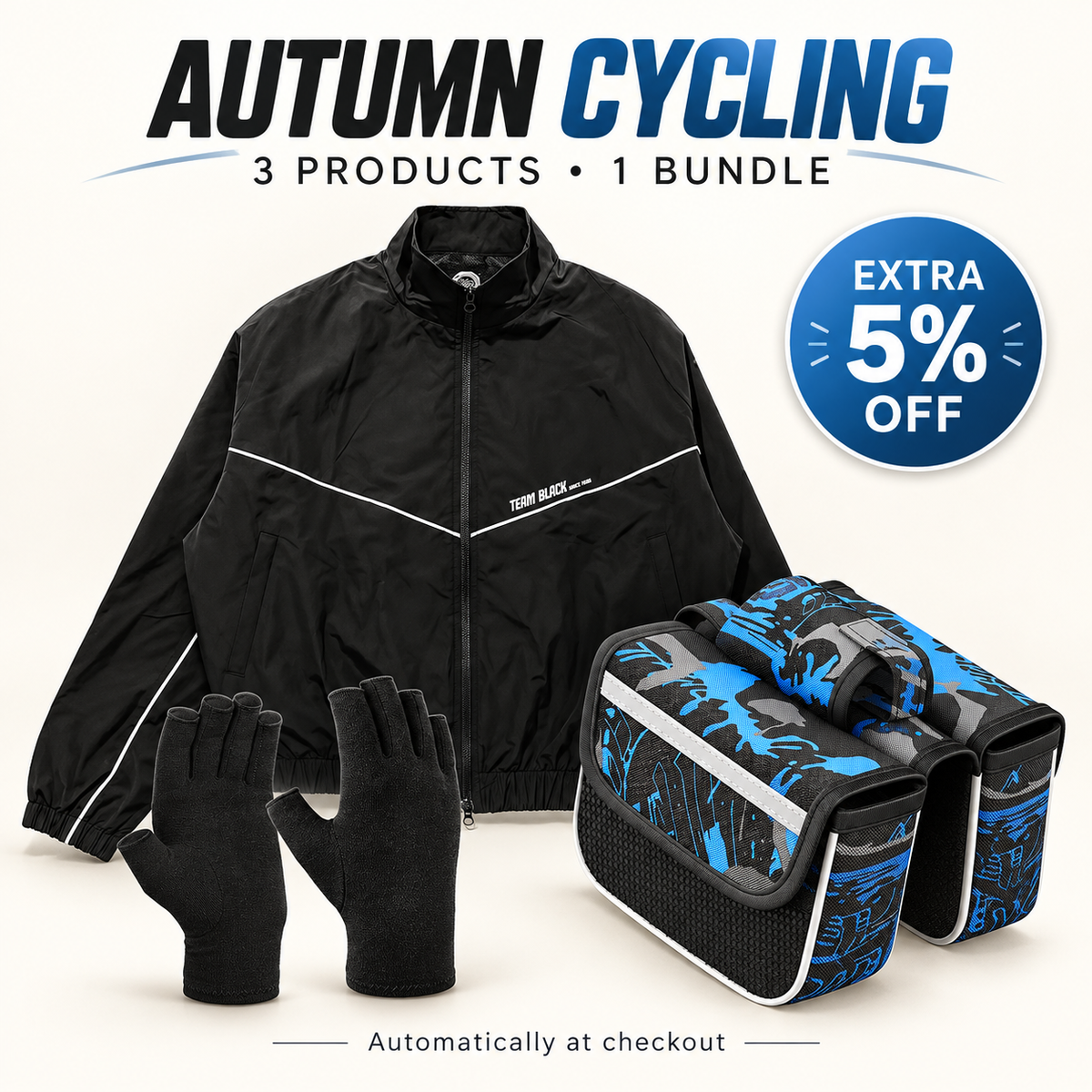 Bundle advertisement - all three included products - extra 5% off at checkout