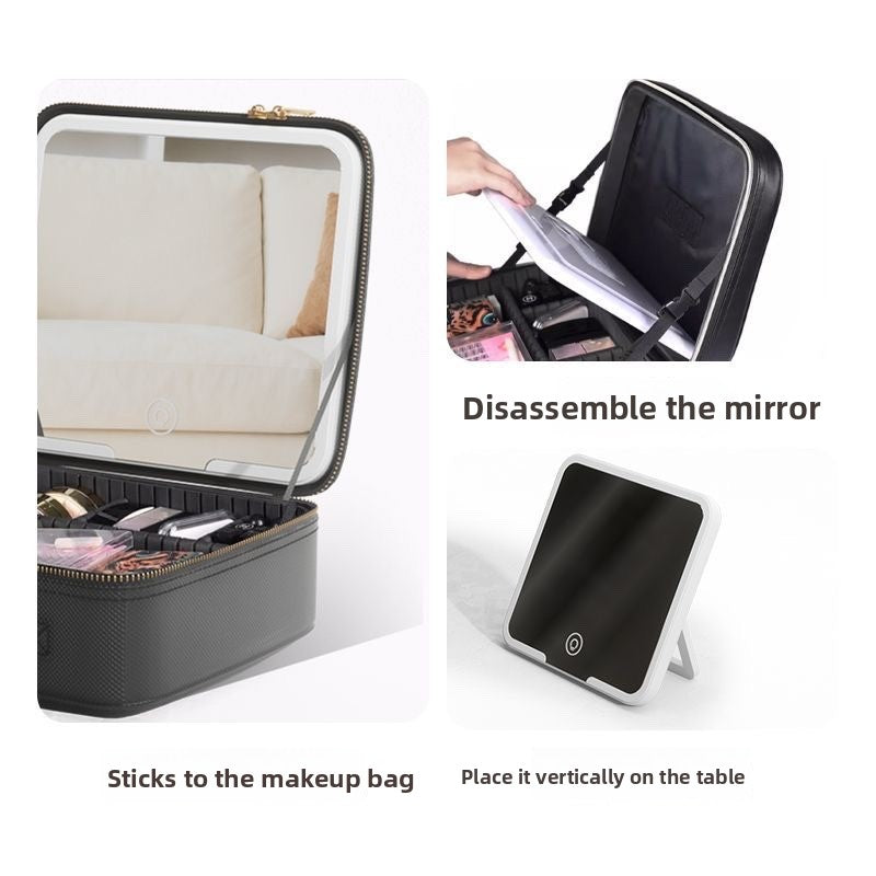 Large-Capacity LED Makeup Bag with Mirror