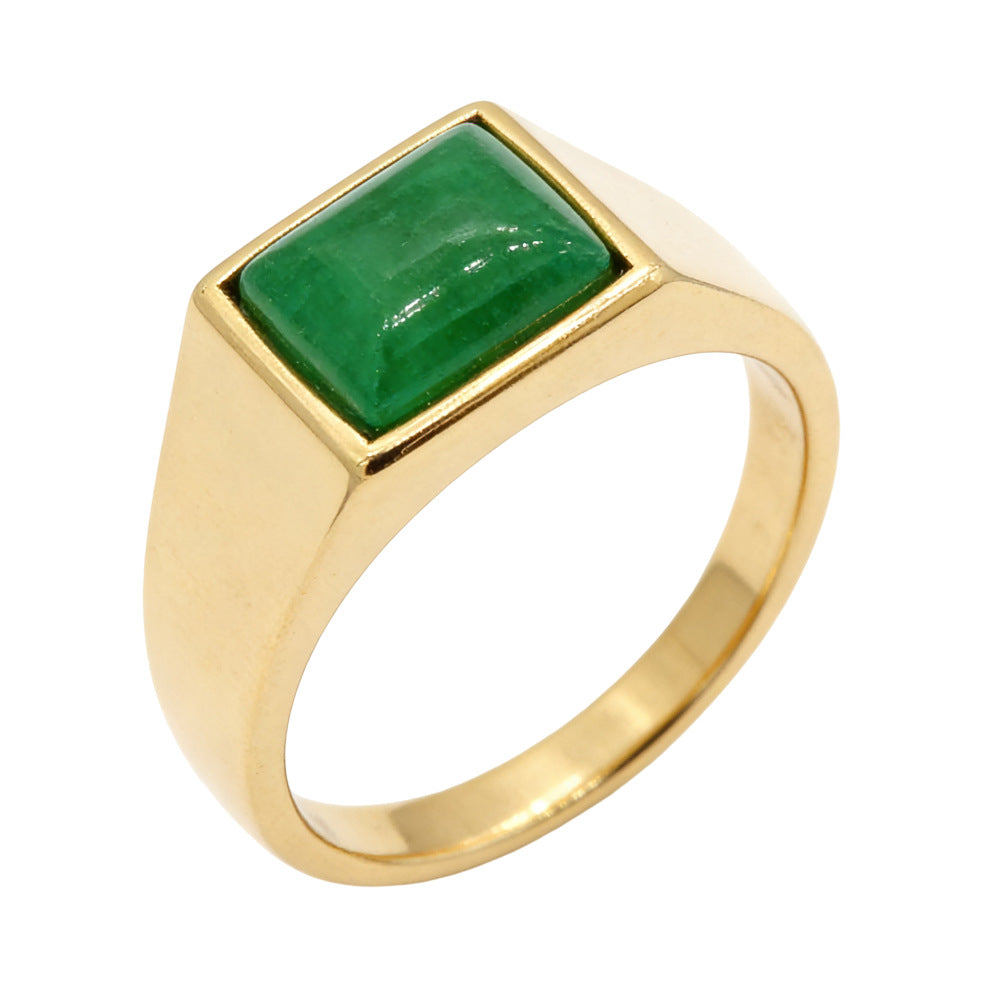 Minimalist Square-Gem Titanium Steel Ring