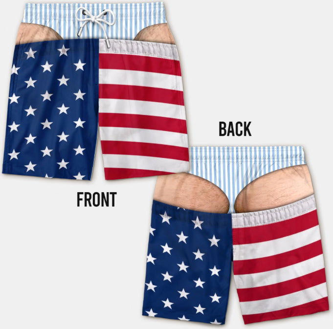 Funny Patriotic Men Swim Trunks Quick Dry Beach Shorts