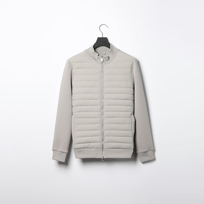 Men's Lightweight Padded Jacket with Knit Panels