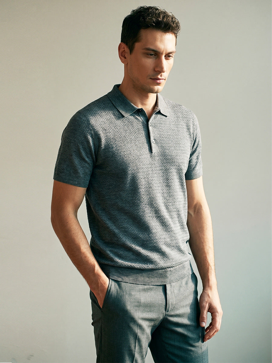 Maglia da uomo in lana merino a maniche corte