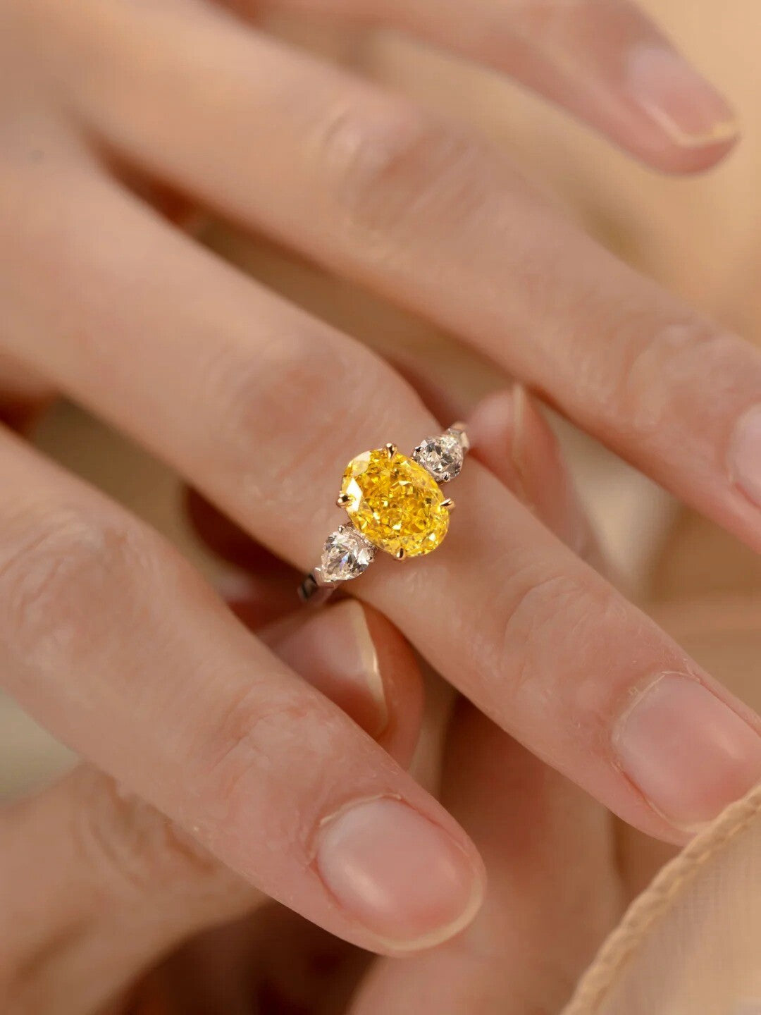 Luxury 2 Carat Yellow Moissanite Ring