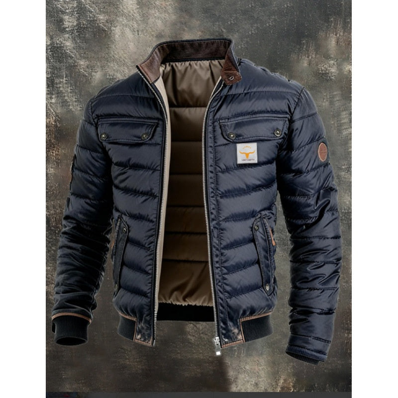 Men's Retro Quilted Zip-Up Jacket