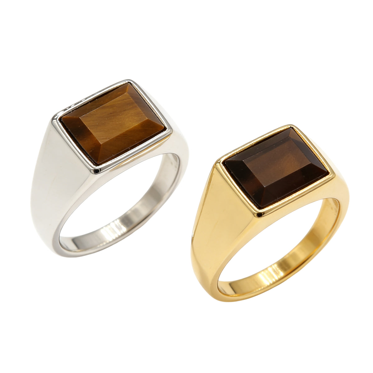 Minimalist Square-Gem Titanium Steel Ring