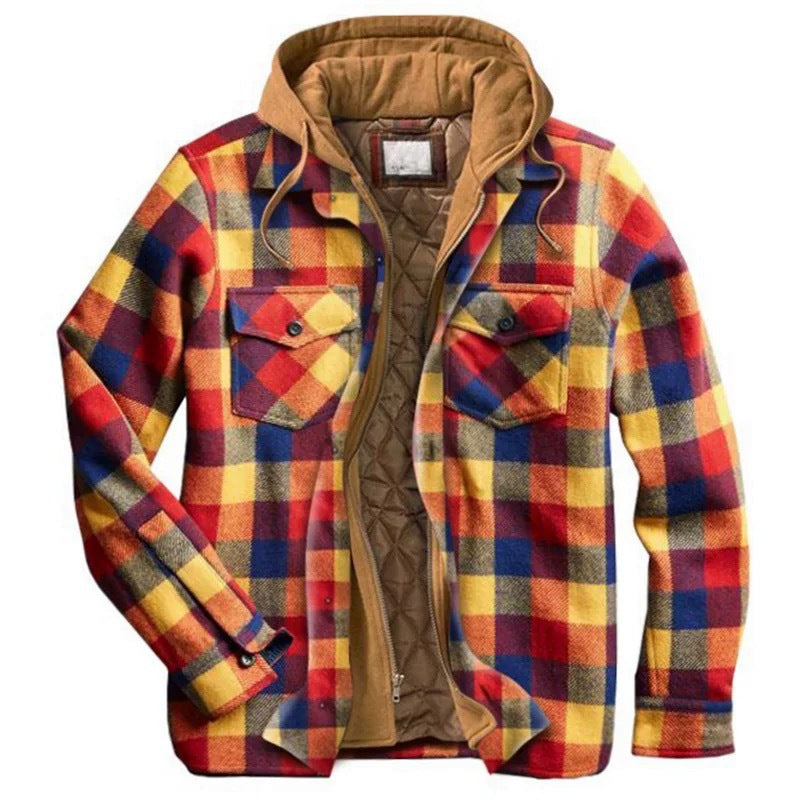Men's Plaid Hooded Winter Jacket