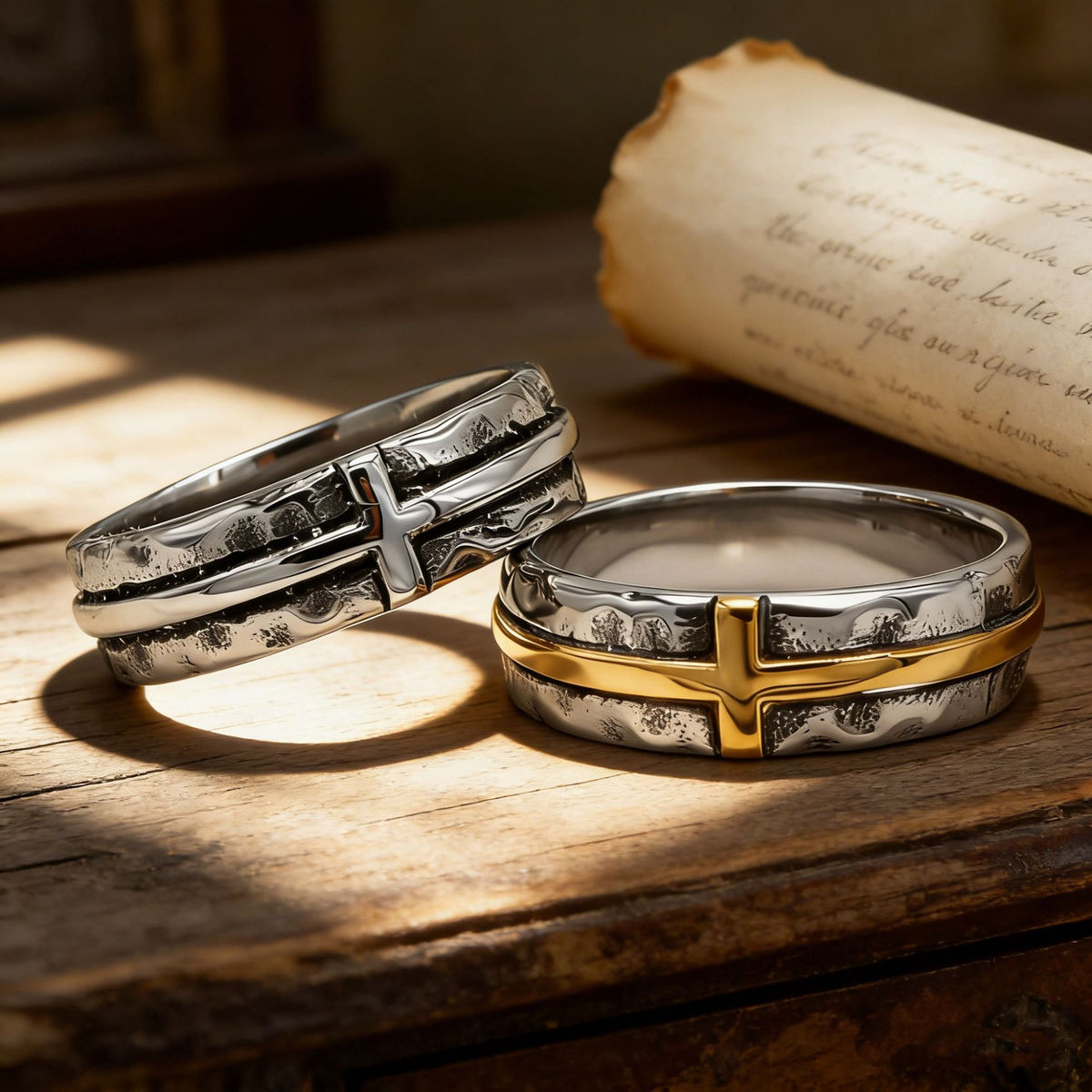 Retro Cross Titanium Steel Ring