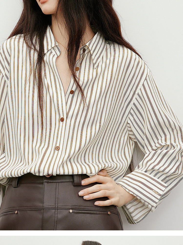 Womens Striped Cotton Blend Shirt