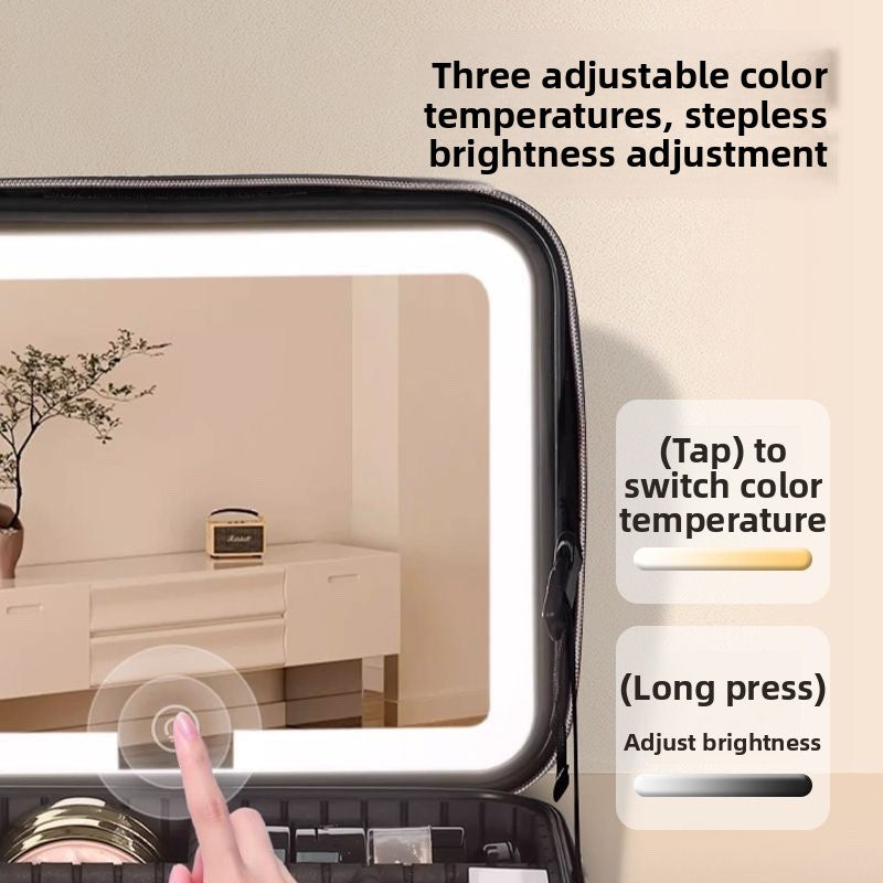 Large-Capacity LED Makeup Bag with Mirror