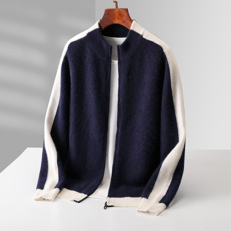 Men's Thickened Pure-Wool Zip Cardigan