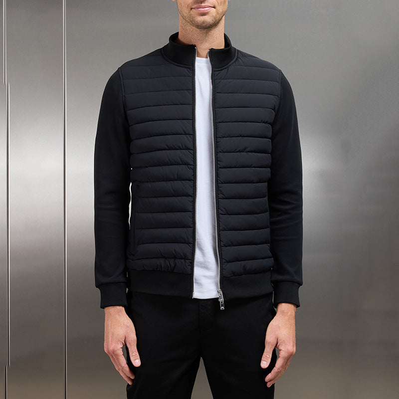 Men's Lightweight Padded Jacket with Knit Panels
