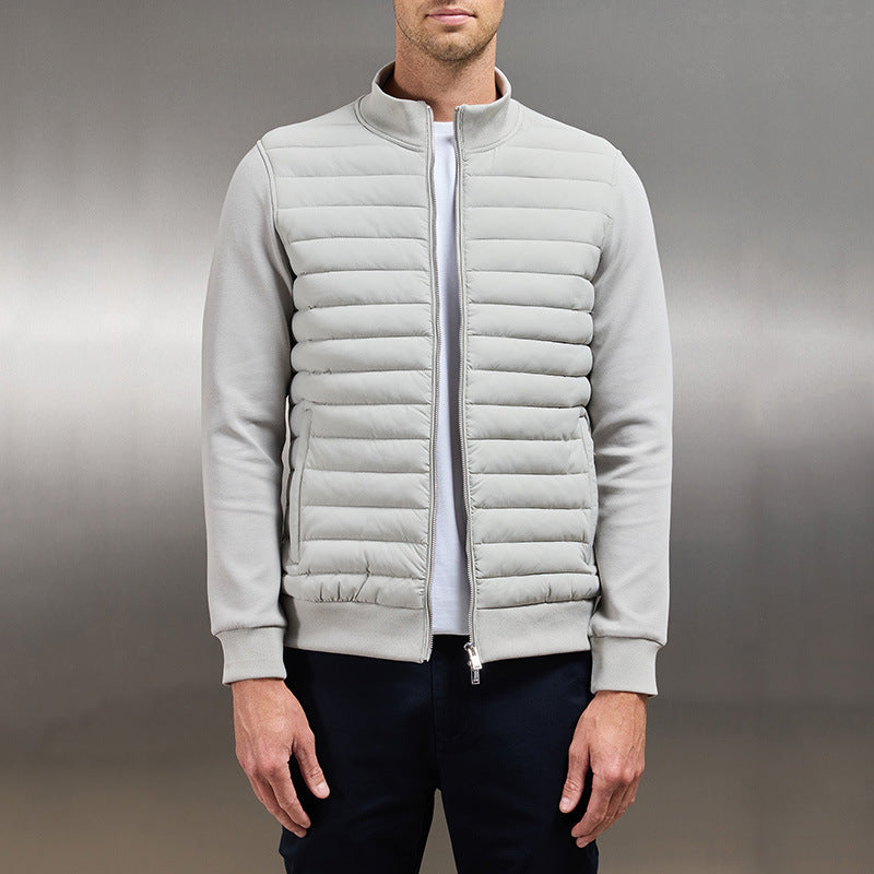 Men's Lightweight Padded Jacket with Knit Panels
