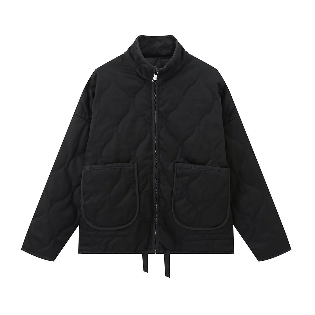 zipped large pocket drawstring long sleeves