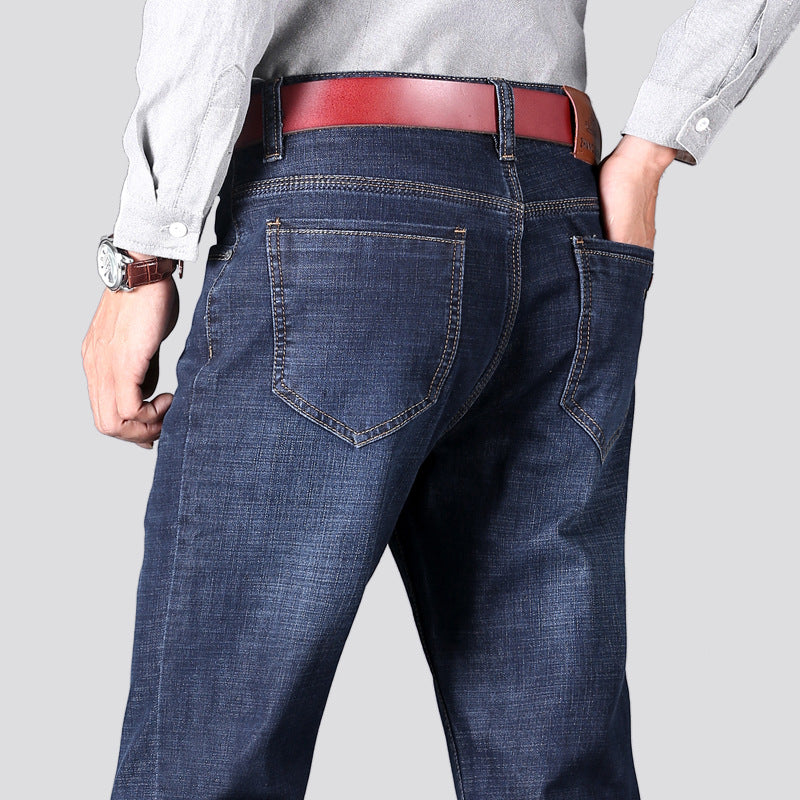 Men's Loose-Fit High-Waisted Denim Trousers