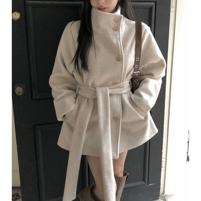 Women Winter Belted Wool Coat
