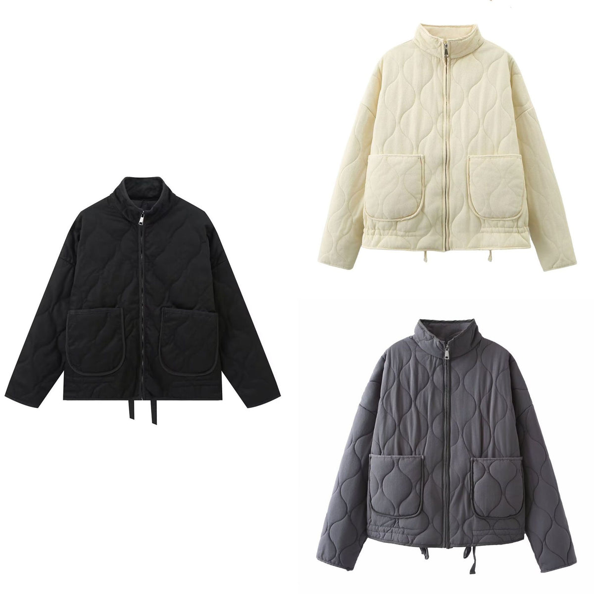 zipped large pocket drawstring long sleeves