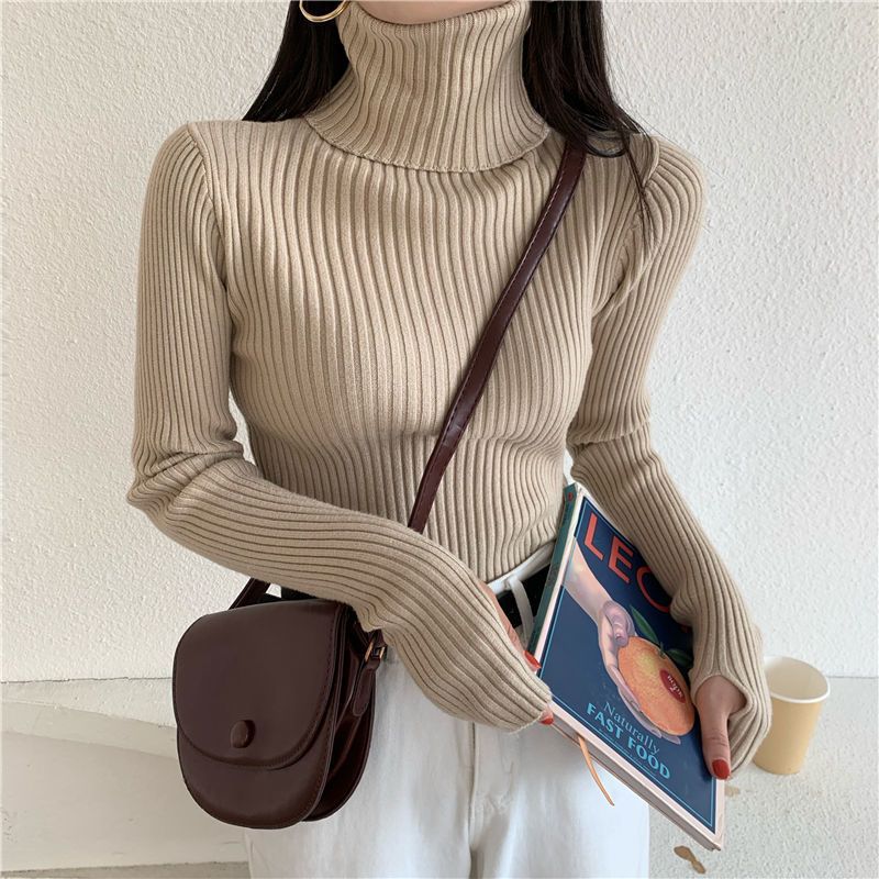 Womens High-Neck Knit Sweater