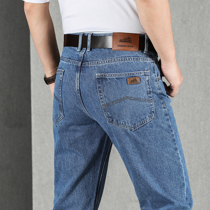Men's Loose-Fit High-Waisted Denim Trousers