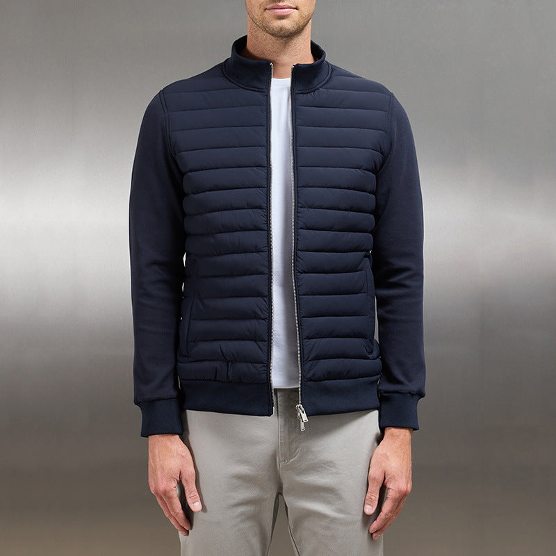 Men's Lightweight Padded Jacket with Knit Panels