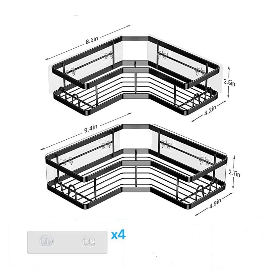 Adhesive Shower Rack with Soap Holder and Hooks