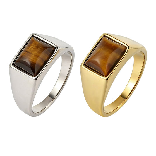Minimalist Square-Gem Titanium Steel Ring