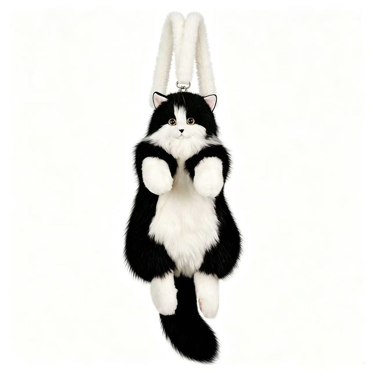 Calico Cat Plush Toy Doll Lifelike Stuffed Animal with Backpack
