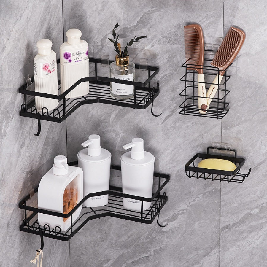 Adhesive Shower Rack with Soap Holder and Hooks